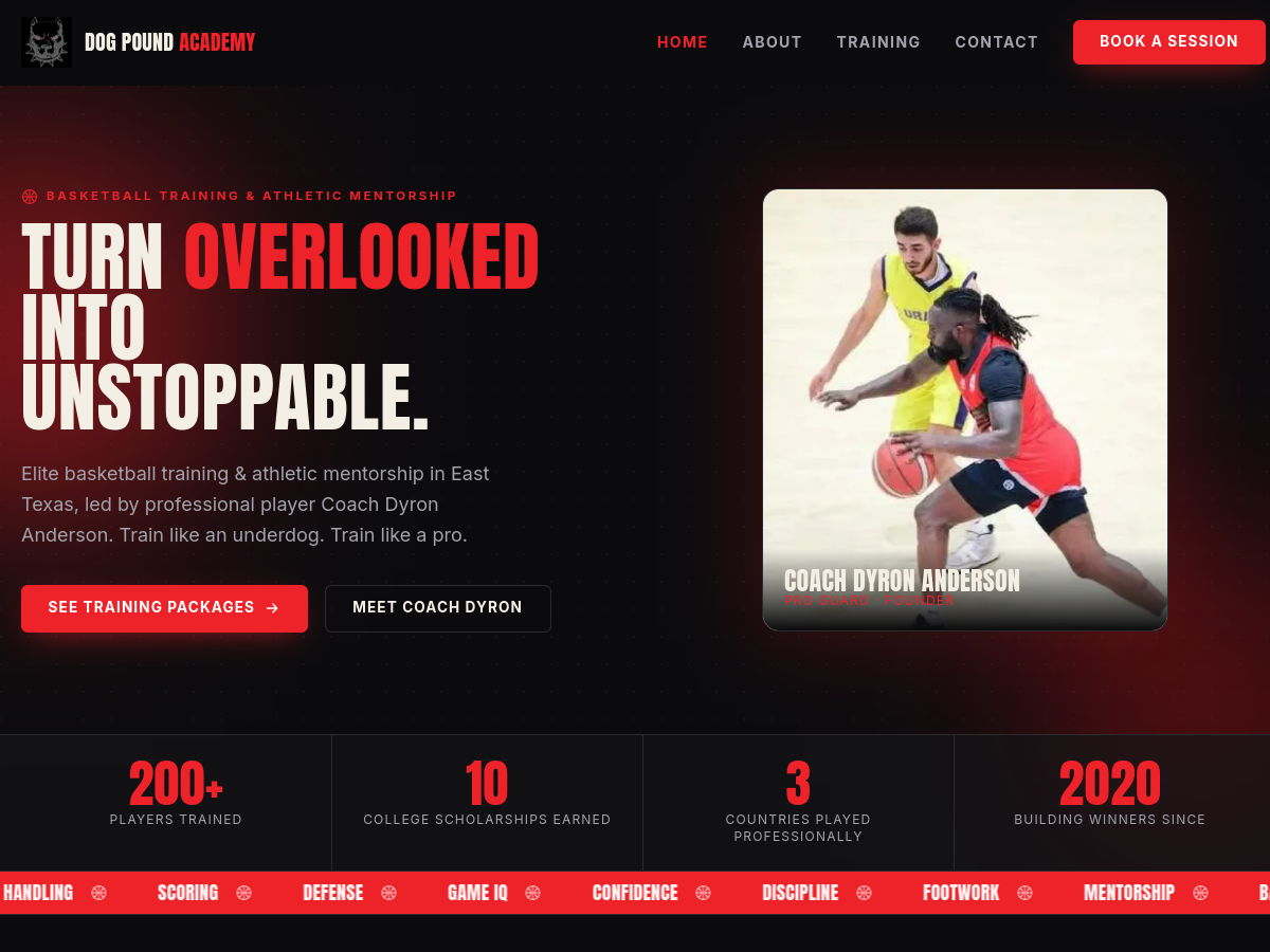 Dog Pound Academy basketball training website