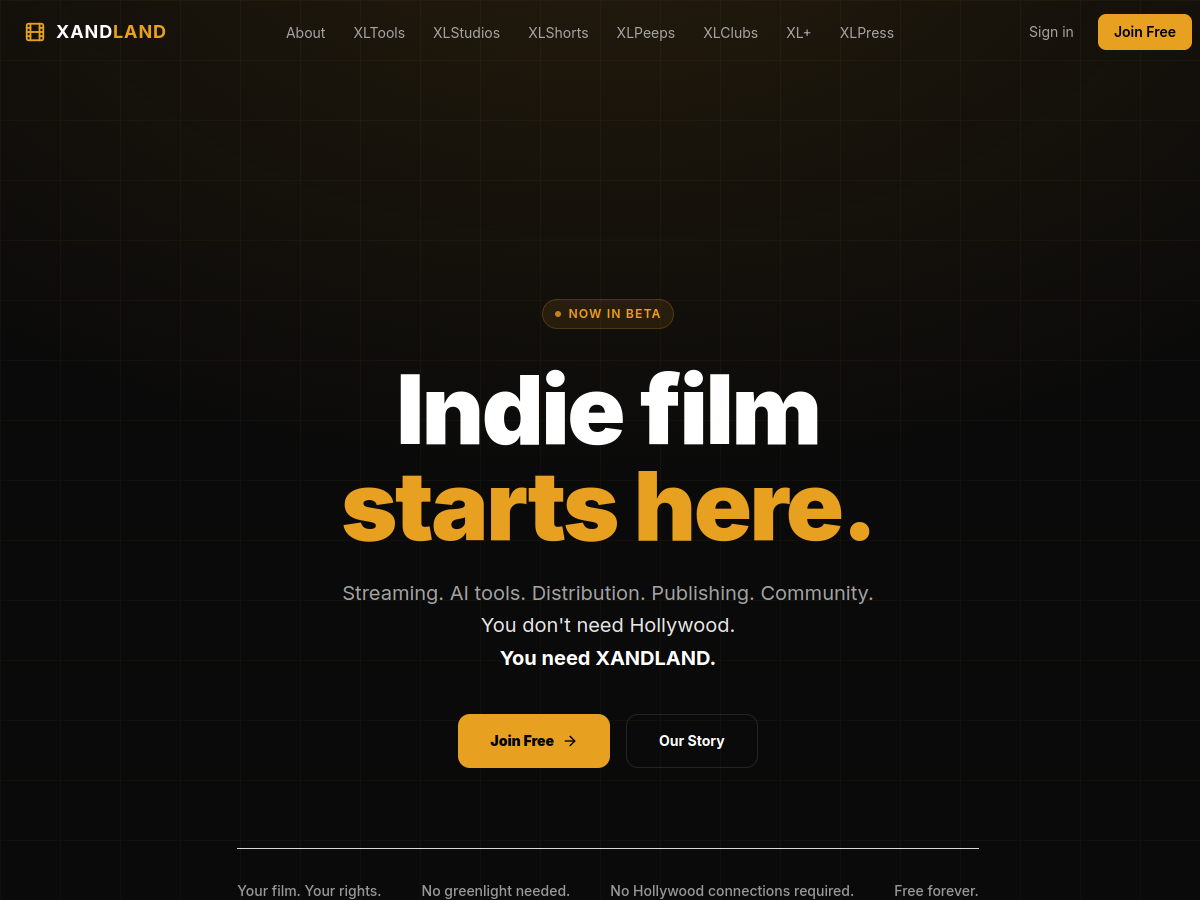 Xandland filmmaker platform website